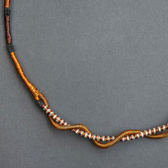 Collar Cobre / Plata / Lino
